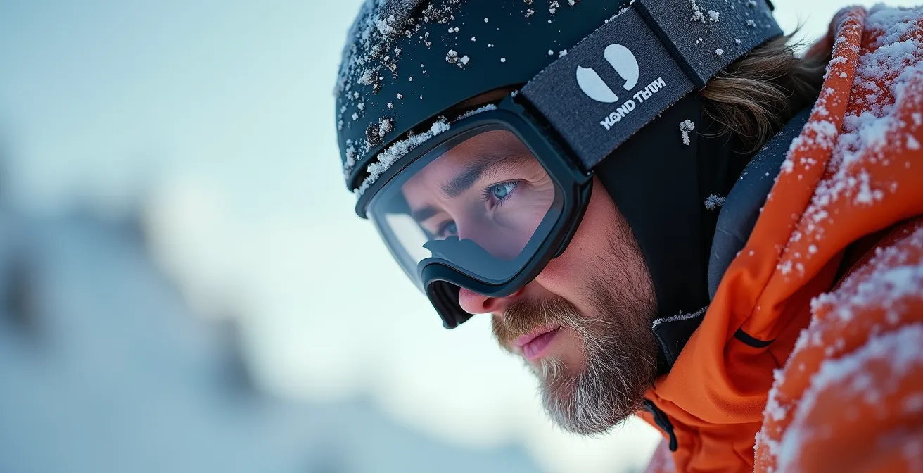 Vue macro sur la position du regard et l'alignement du corps pendant un virage talon